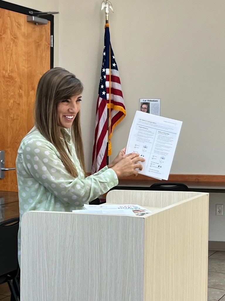 Cori Richerson, Insurance Specialist, is presenting at a free Medicare education seminar.